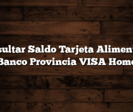 Consultar Saldo Tarjeta Alimentaria Banco Provincia VISA Home