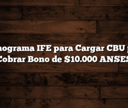 Cronograma IFE para Cargar CBU para Cobrar Bono de $10.000 ANSES