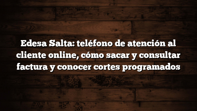 Edesa Salta: teléfono de atención al cliente online,  cómo sacar y consultar factura y conocer cortes programados