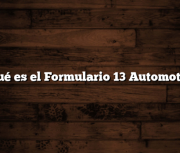 Qué es el Formulario 13 Automotor